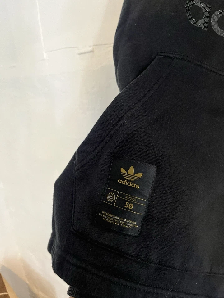 Sudadera con Capucha Adidas Originales Negra Estampado Piel de Serpiente Logo Trifolio Talla Grande Foto 3 de 4