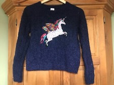 wonder nation Girl's Pullover Sweater Unicorn Blue NWT Size Large  10-12 