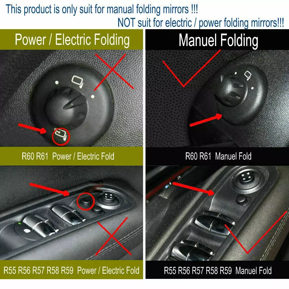 For Mini Cooper JCW R55 R56 R57 R60 R61 Manual Fold Mirror Side