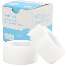 2 Rolls Transparent Medical Tape First Aid Adhesive Clear Surgical Bandage Tape