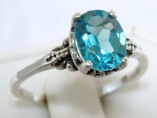 Natural Blue Topaz Size 9 Ring 925 Sterling Silver Vintage Style 2.50ct USA Made