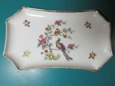 5.5" Vintage LIMOGES Porcelain Hand Painted Trinket Dish Bird & Floral Design