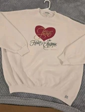 Vtg Abbey Press Jesus Is The Heart Of ChristmasSweatshirt Embroidered Sz 2XL 90s