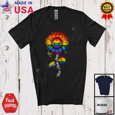 Free Mom Hugs, Lovely LGBTQ Pride Sunflower Rainbow, LGBTQ Pride Gay Flag Shirt