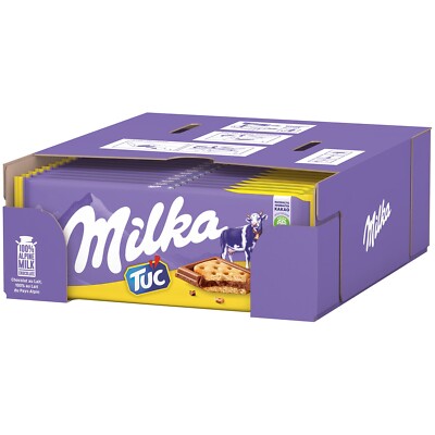 (Pack of 18)  Milka Alpine Milk Chocolate Bars with TUC Cracker 18x87g /Full Box