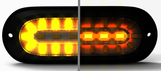 LED Blitzer orange (eckig)  eingelassen & verkabelt - Jumbo