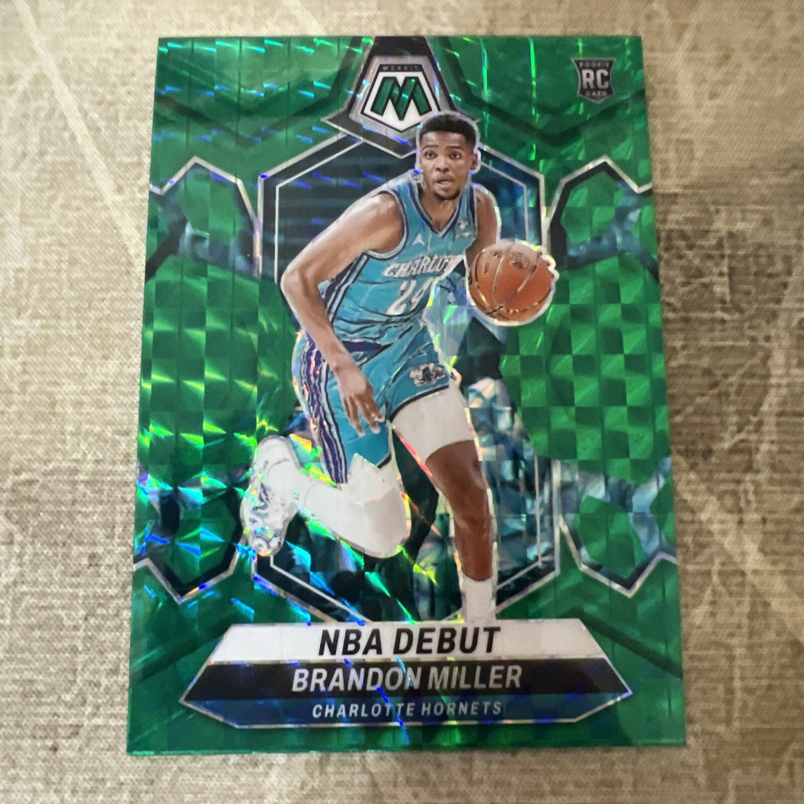 2023-24 Mosaic Brandon Miller RC #252 Green Prizm NBA Debut Hornets