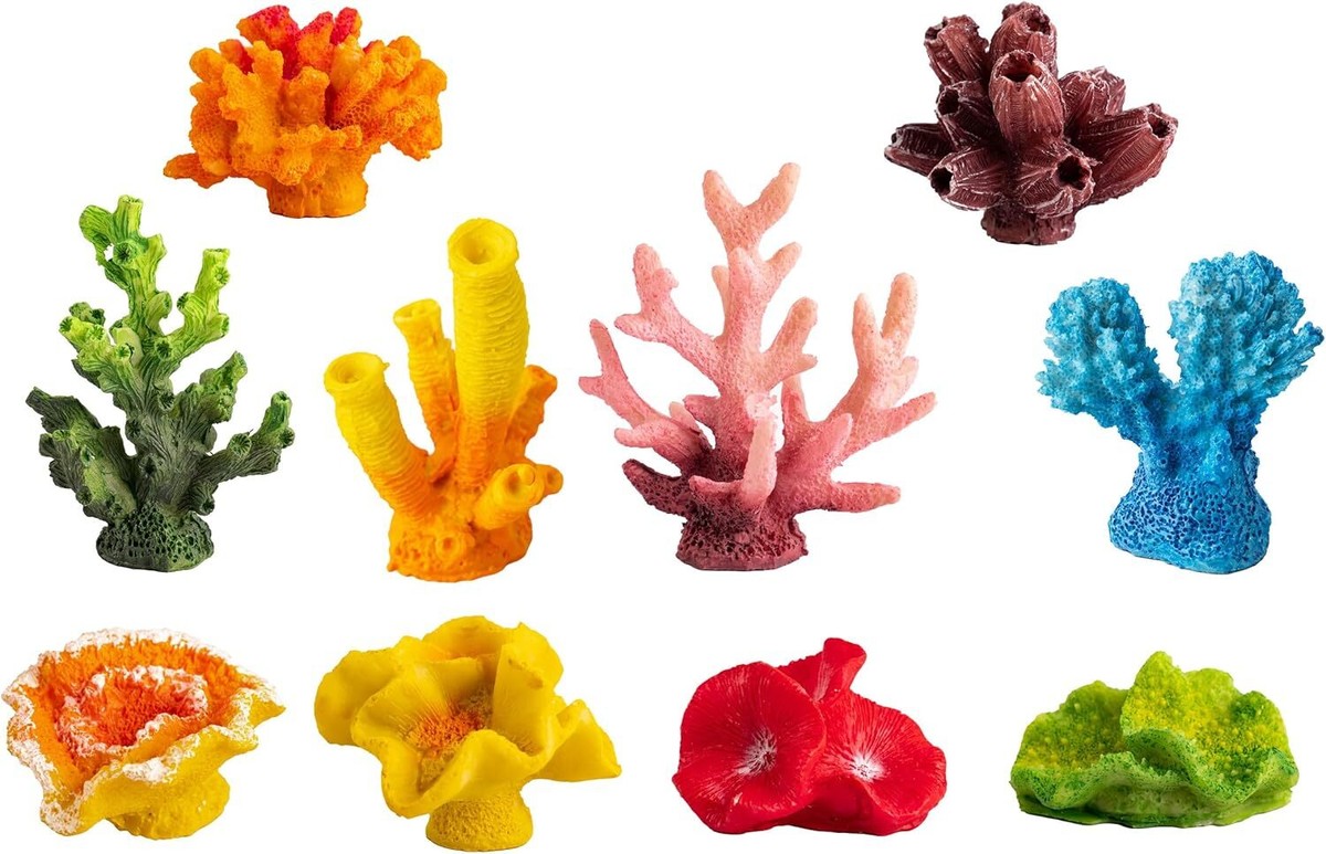 CNZ® Artificial Coral Plant for Fish Tank Small, 10-piece Assorted