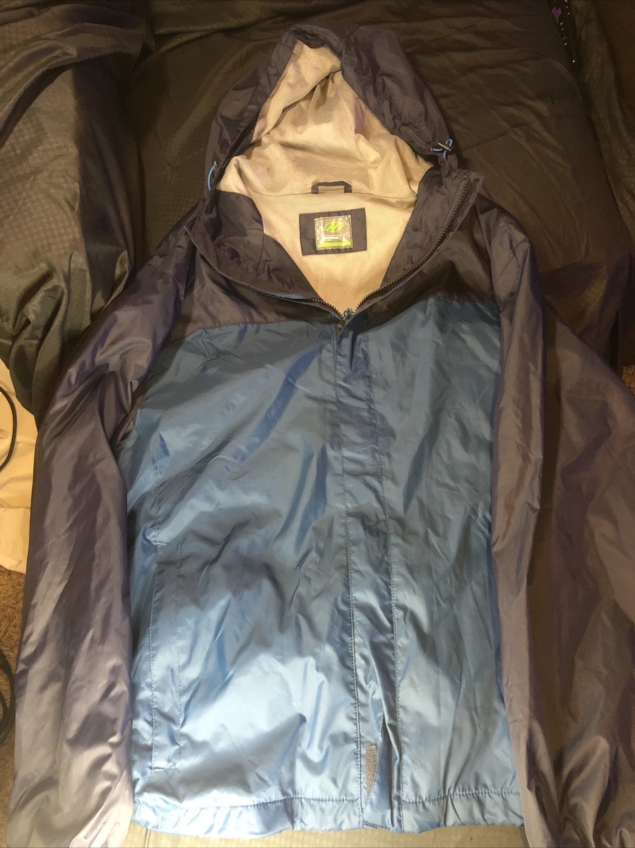 Nordic Track Jacket Size L Blue Two Tone Windbreaker Hoodie Jacket 0093