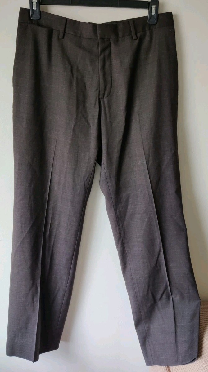 Banana Republic Classic Fit Wool Blend Dress Pants Men's 32x30 Brown Plaid