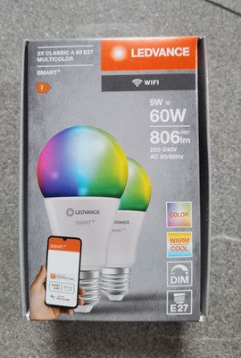 2x LEDVANCE E27 LED Lampe RGBW, WiFi smart home, Hey Google, Alexa, Smart+  