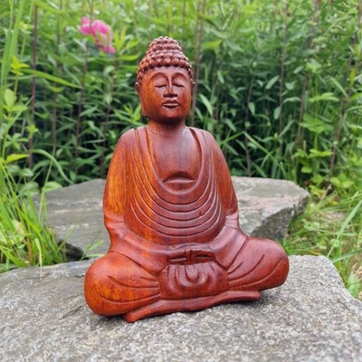 Budawi  20 cm Buddha Skulptur Dhyana Mudra Holzfigur Holzskulptur Figur Bali