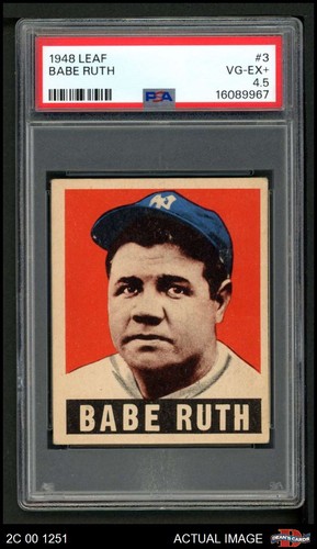 1948 Leaf #3 Babe Ruth Yankees HOF PSA 4.5 - VG/EX+