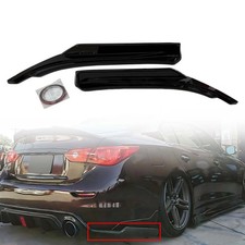 Gloss Black Rear Bumper Side Corner Splitters Aprons For 2014-2024 Infiniti Q50