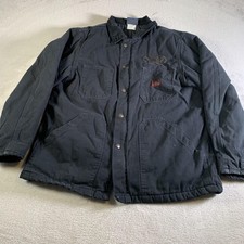 Vintage Dickies Jacket Mens Large Black Canvas Quilted Electric Corduroy Collar
