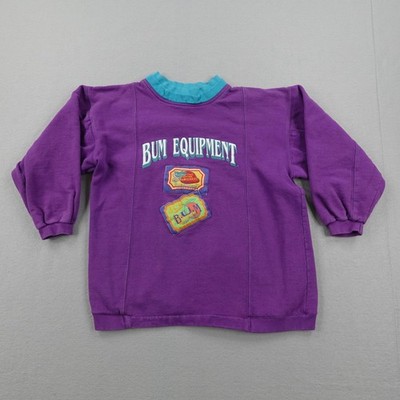 Vintage BUM Equipment Sweatshirt Kids Medium Purple Crewneck Pullover Youth 90s