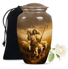 Brown Shepherd Large Funeral Urns For Human Ashes Father Adult 10 Inch 
