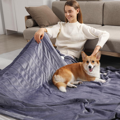 King Size Electric Heated Blanket - Ultra Soft Flannel, Dual Controllers, Timer