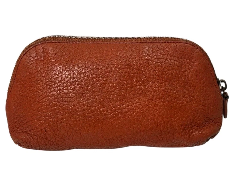 Mulberry Cosmetic Bag Make Up Case Travel Toiletry Bag Orange Leather  - Image 2 of 4