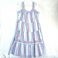 GAP Ruffle Apron Striped Tiered Belted Sleeveless Midi Dress Womens XS NEW