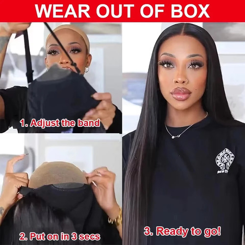 No Silk Human Hair 30 Inch HD Lace Wigs Straight 5x5 4x4 Glueless Closure - Picture 5 of 21