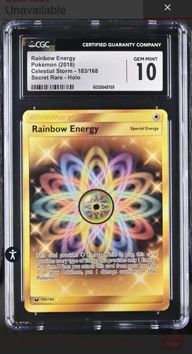 CGC 10 Gem Mint POKEMON 2018 Sun & Moon RAINBOW ENERGY Celestial Storm 183/168