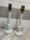 2-Vintage  Milk  Glass Stick  Boudoir Lamps