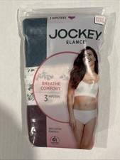 Jockey Elance 3-Pair Womens Hipster Underwear Panties 100 Cotton Breathe 3XL/10
