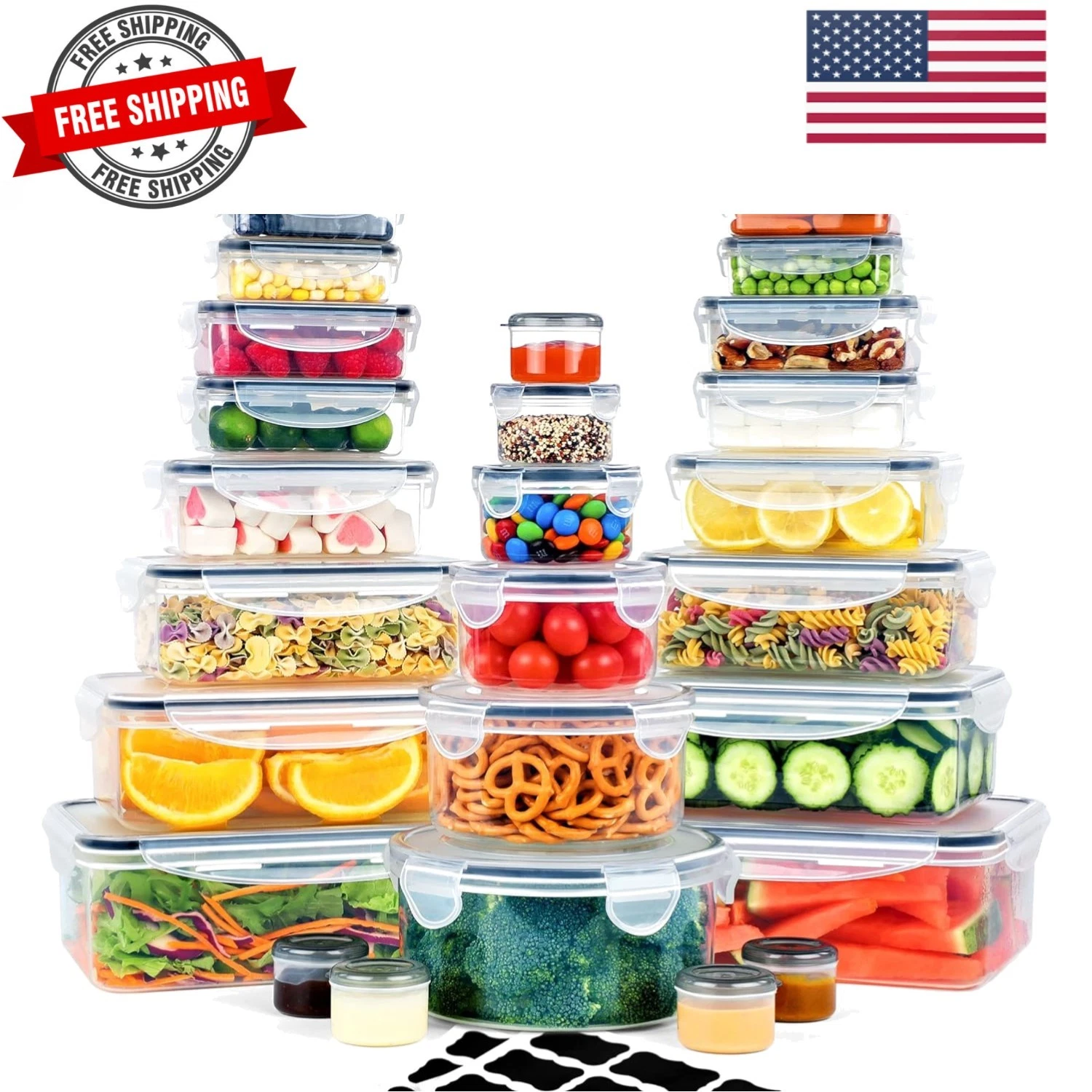 56 Pcs Large Food Storage Containers Set with Lids 28 Containers + 28 Lids, A...