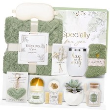Get Well Gifts for Women Self Care Gifts Basket - Relaxing Spa Care Green