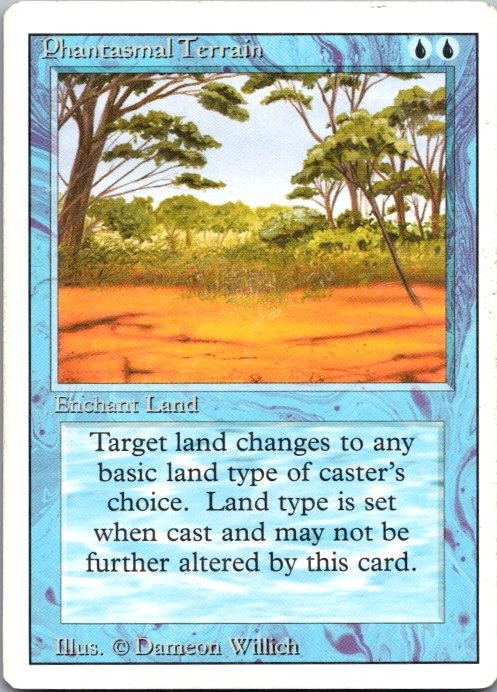 Phantasmal Terrain Common Revised Edition Magic: The Gathering Lightly Played