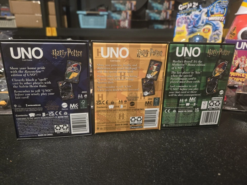 Harry Potter Hufflepuff, Ravenclaw & Slytherin UNO Fandom Card Game 2023 NEW - Image 2 of 2