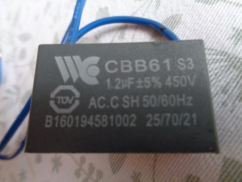 CBB61  1,2µF  450V Kondensator für Ventilatoren / Lüftermotoren / Klimaanlagen