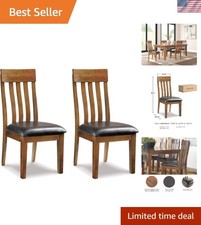 Elegant Ralene Wood Dining Chairs Set of 2 - Medium Brown Upholstered Comfort