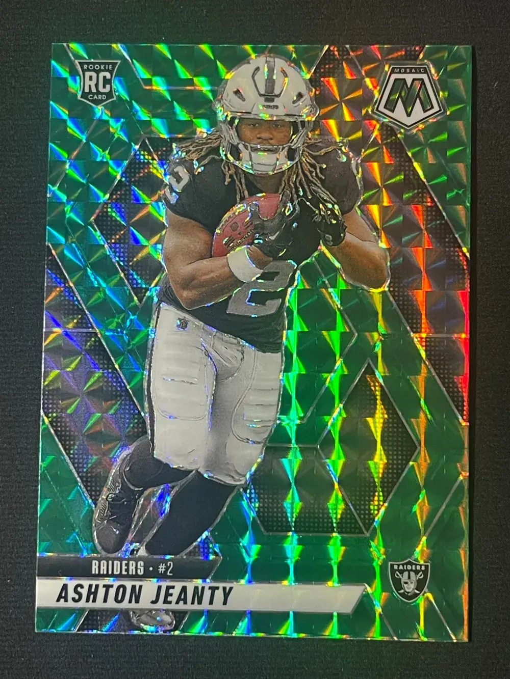 2025 Panini Mosaic Rookie Green Mosaic #345 Ashton Jeanty / Raiders JP