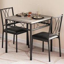 Small Dining Table Set for 2, Square Table and Chairs Set of 2, 3 Piece Kitch...