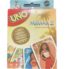 UNO Card Deck Game for Kids, Adults, Family Disney Moana 2 w/ Rule Edition NEW