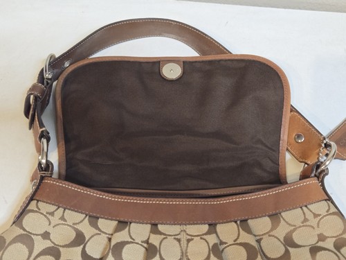 Coach Tan Brown Logo Handbag Purse Shoulder - Picture 8 of 11