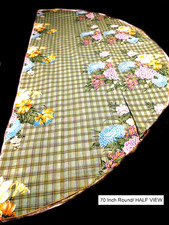 NEW U.S.A. 70 Inch Round Washable- No Iron Poly/Cotton Checker/Floral Tablecloth