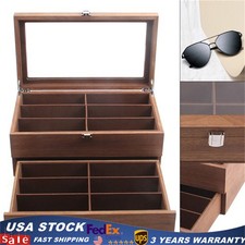 12 Slot Sunglasses Organizer Box Eyeglasses Display Case Storage for Women Men