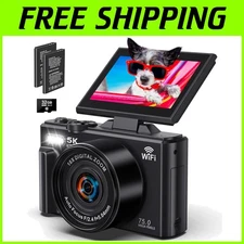 Compact 5K Digital Camera with 18X Zoom – Perfect for Vlogging & Photography