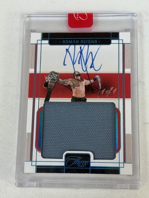 Panini Three Count WWE Roman Reigns ON CARD AUTO PLATINUM 1/1 with mania 38 Mat 