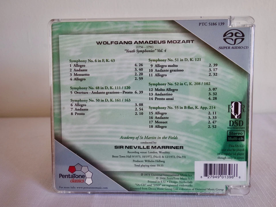 Mozart - Youth Symphonies Vol 4 - Marriner/ASMF (Hybrid SACD) Out-of-Print! - image 2 of 2