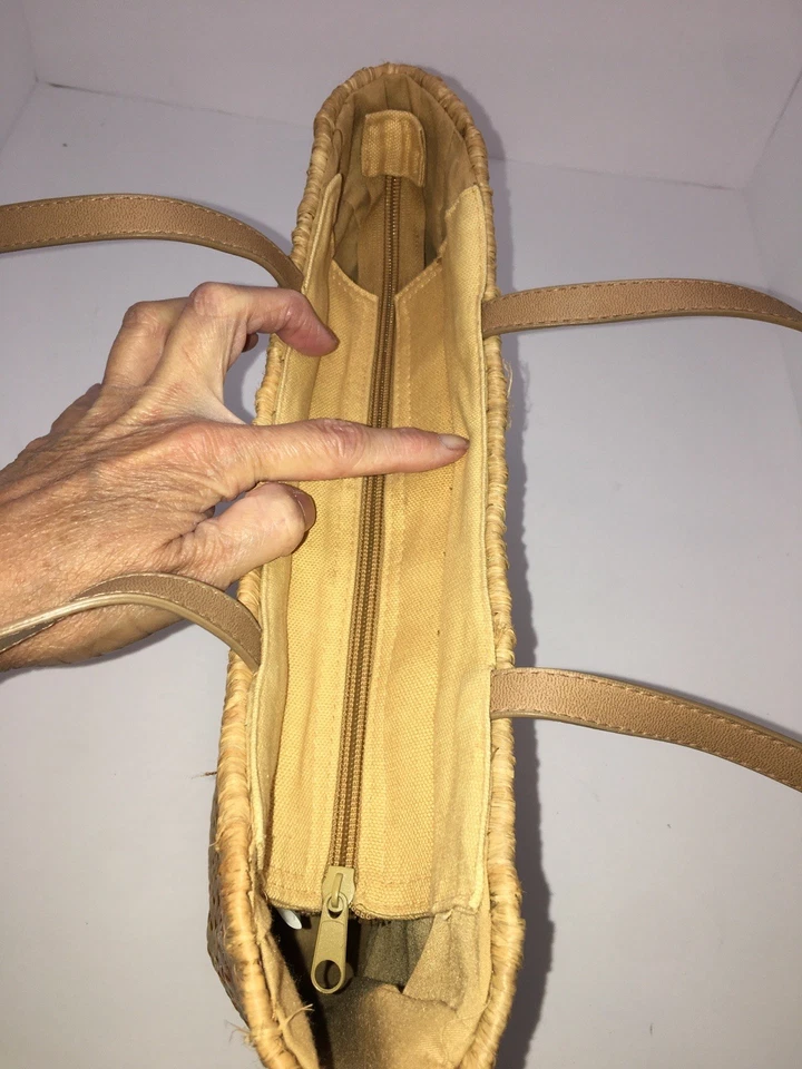 Cartera natural Capelli Straw World Inc con cuentas flamenco cesta tejido 2004 usada Foto 3 de 4