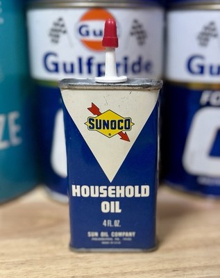 Vintage NOS Sunoco Household Oil Can 4oz. Oiler FULL UNCUT