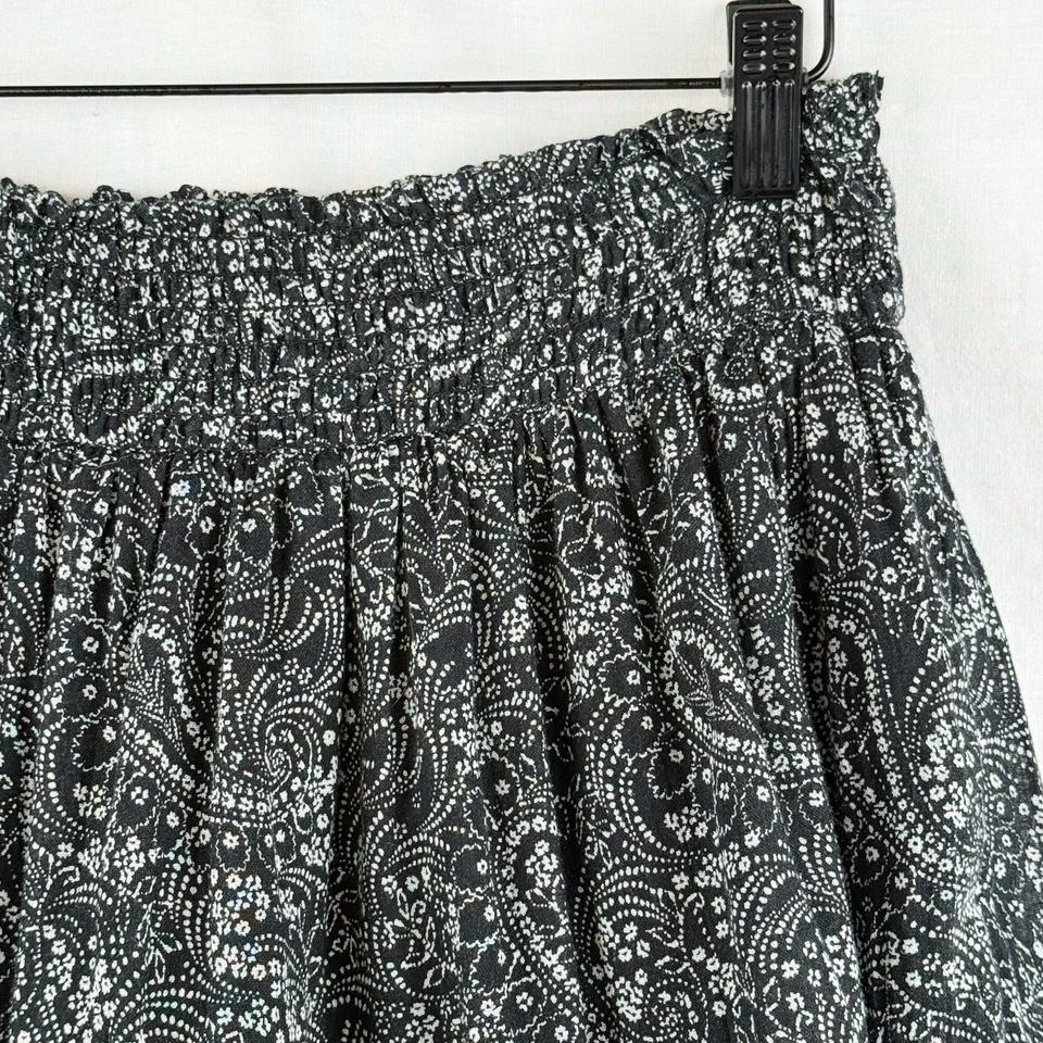 Antigua Falda Azul Marino Negra Blanca Estampado Paisley Talla S Cintura Elástica Forrada Boho Informal Foto 3 de 4