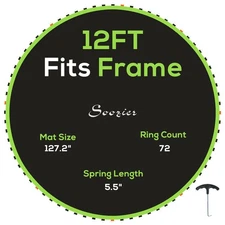 Soozier Trampoline Mat with 72 V-Hooks, Fits 12ft Trampoline, Green