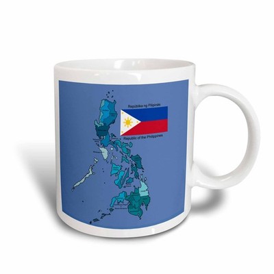 3dRose Philippines Flag and Map All Regions Labeled 11oz Two-Tone Red Mug