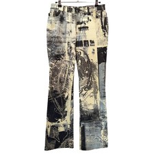 JUST CAVALLI Raro Jeans Bootcut Vintage Stampa All Over • 28 • Crema, Blu, Nero