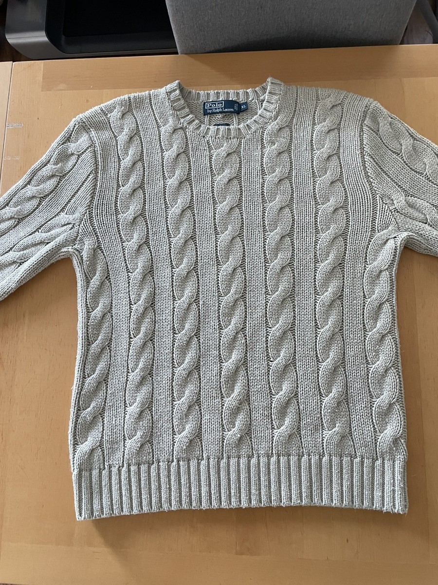 Vintage Polo Ralph Lauren Silk Cable Knit Sweater XL Mens